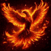 a phoenix is flying through the air with its wings spread .