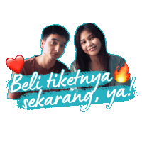a picture of a man and a woman with the words beli tiketnya sekarang