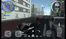 a police car is parked on the side of the road in a video game
