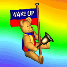wake up rise and shine noisy teddy bear time to get up bell