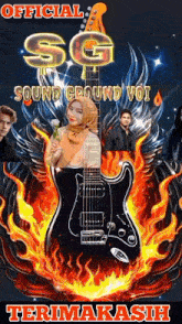a poster for sg sound ground voi with a guitar in the middle