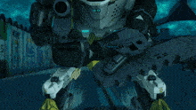 a robot with delta written on its chest