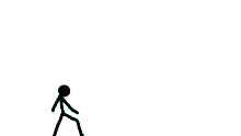a stick figure is flying a rainbow kite in front of a yellow number 5