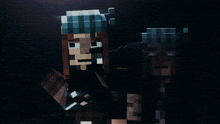 a minecraft character with a blue plaid hat on
