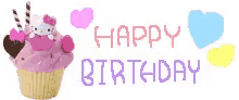 Happy Birthday Cupcake GIF - Happy Birthday Cupcake Hello Kitty GIFs