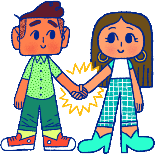 Happy Couple Hold Hands Sticker - Hopeless Romance101 Holding Hands Couple Stickers
