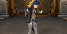 a character from a video game is standing in a room