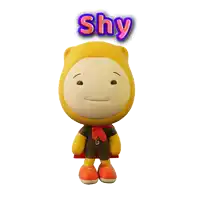 a cartoon character with the name shy written above him