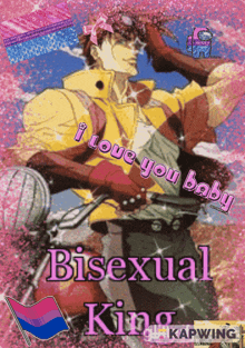 a picture of a bisexual king with among us and a pink background