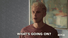 a man says " what 's going on " in front of a painting by netflix
