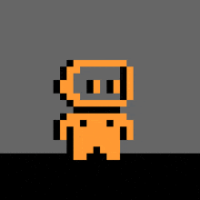 a pixel art drawing of a cartoon character with the letter i on the top