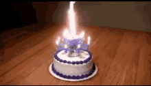 flaming birthday cake
