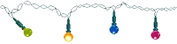 a string of christmas lights hanging from a chain