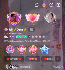 a screenshot of mr desi 's profile with various icons