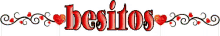 the word besitos is written in green with green hearts