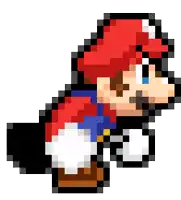 a pixel art of mario with a red hat on
