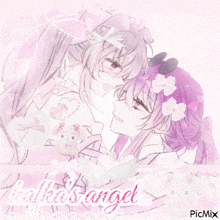 a drawing of two girls with the words " kafka 's angel " at the bottom