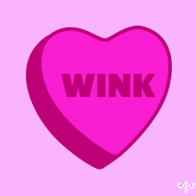 a pink heart with the word wink written inside of it