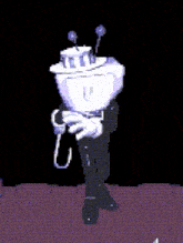 a cartoon of a toilet in a tuxedo holding a wand