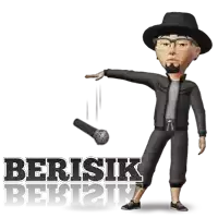 a cartoon character throws a microphone in the air with the words berisik behind him