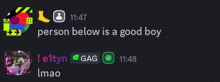 a person below is a good boy 11:47