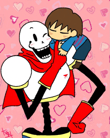 a cartoon drawing of papyrus carrying a child on his back