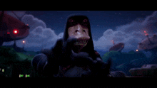 a cartoon character is holding a blue light in his hands
