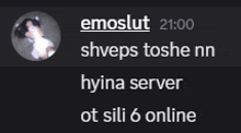 a screenshot of a message from amoslut