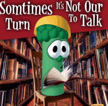 a book called sometimes it 's not our turn sits on a bookshelf