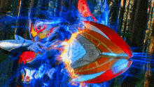 a painting of a robot with a shield that says ' sonic the hedgehog ' on it