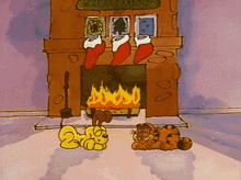 fireplace fireside stockings christmas waiting for santa