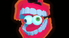 a cartoon drawing of a mouth with big eyes