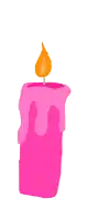 a pink candle with a flame on top
