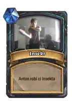 a card with a picture of a man and the words insekt anton robi ci insekta