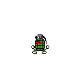 a pixel art drawing of a brown and yellow object .