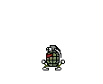 a pixel art drawing of a brown and yellow object .