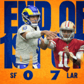 a rams player and a 49ers player on a poster