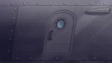 a couple of cartoon characters looking out of a hole in a wall