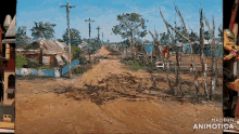a painting of a dirt road is made in animatica