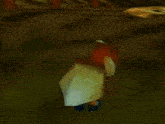 a squirrel is holding a piece of paper in a video game while standing in the grass .