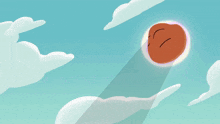 a cartoon character 's face is floating in the air with a pink glow around it