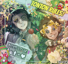 a collage of cartoon characters with the words tonton rules