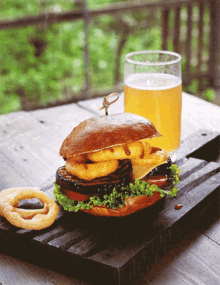 National Onion Rings Day Onion Ring Burger GIF