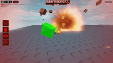 a screenshot of a video game with the words intermission at the top of the screen