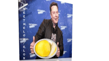 elon musk giving a thumbs up while holding a plate of melon