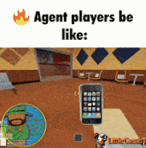 a video game that says agent players be like on the top