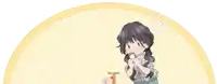 a cartoon of a girl holding a gift box with the number 1 on it