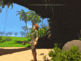 a woman holding an axe in a video game with the letters s and w on the bottom