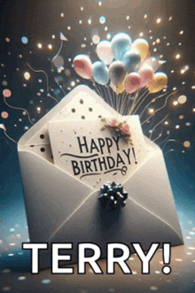 an envelope with a card that says happy birthday on it