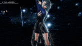 a girl singing into a microphone with the words luna say maybe on the bottom